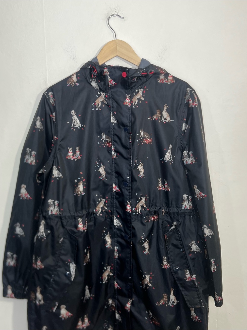 Joules Golightly Packable Waterproof Blue Rain Jacket May Day Dog Size US 10 - Picture 7 of 15